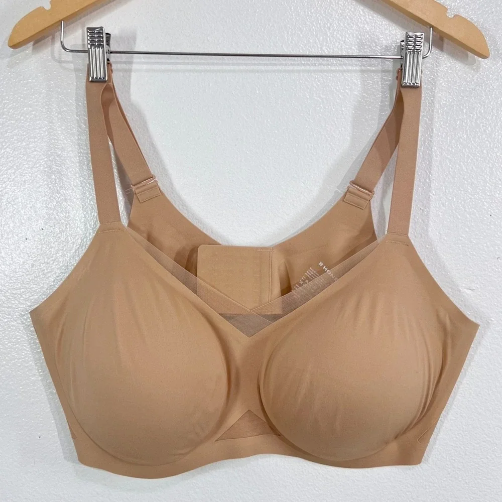 Honeylove CrossOver Wireless Liftwear Bra 2X Sand Nude Full Coverage Smoothing